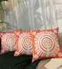Orange Cotton Embroidered 18x18 inches Cushion Covers Set of 3
