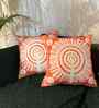 Orange Cotton Embroidered 18x18 inches Cushion Covers Set of 2