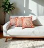 Orange Cotton Embroidered 18x18 inches Cushion Covers Set of 3