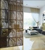 Acrylic Wooden Texture Antz Hanging Room Divider In Brown Colour