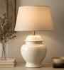 Mario Beige Fabric Shade Night Lamp With Ceramic Base