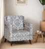 Mario Fabric Lounge Chair In Blue Floral Finish