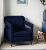 Mario Velvet Lounge Chair In Blue Finish