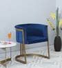 Horta Velvet Barrel Chair in Blue Colour