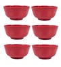 Red Hammered Melamine 300 ml  Soup Bowls