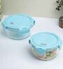 Blue 410 Ml , 570 Ml Glass Set of 2 Glass continers