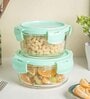 Green 410 Ml, 570 Ml Glass Set of 2 Glass continers