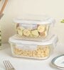 Transparent 800Ml, 1200 Ml Glass Set of 2 Glass continers