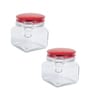 Red Glass 700ml Storage Jar  With Ceramic Lid