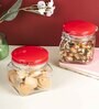 Red Glass 700ml Storage Jar  With Ceramic Lid