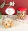 Red Glass 700ml Storage Jar  With Ceramic Lid