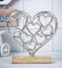 Market 99 Silver Hearts Sculpture On A Wooden Base
