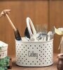 White  Galvanized iron cutlery holder