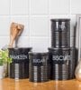 Black Galvanised Iron  Tea & Sugar Jar (Each 900 Ml),Biscuits & Namkeen Jar (Each 1700 Ml)