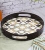 Brown MDF Wooden Round Shape Serving Tray