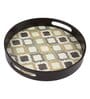 Brown MDF Wooden Round Shape Serving Tray
