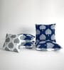 Marlin Blue And White Microfiber Floral 16X16 Inches Cushion Covers Set Of 5