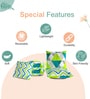 Marlin Blue And White Microfiber Floral 16X16 Inches Cushion Covers Set Of 5