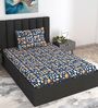 Marlin Floral 144 Tc Cotton Elastic Fitted Single Bedsheet With Pillowcover