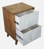 Marzo Solid Wood Bedside Table in White And Brown Colour