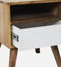 Marco Solid Wood Bedside Table in White & Brown Colour With Drawer