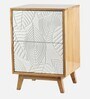 Marzo Solid Wood Bedside Table in White And Brown Colour