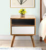 Marco Solid Wood Bedside Table in White & Brown Colour With Drawer