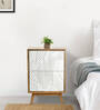 Marzo Solid Wood Bedside Table in White And Brown Colour