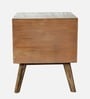 Marco Solid Wood Bedside Table in White & Brown Colour With Drawer