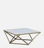Marmor Metal Square Coffee Table In Gold Finish With Marble Top