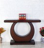 Maronze Solid Wood Console Table in Brown Finish