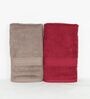 Maroon & Beige Cotton Solid  500 GSM Bath Towels Pack of 2