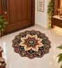 Maroon & Black 23x23 Inch Lotus Mandala 7D Printed Floor Mat