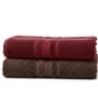 Maroon & Brown Soft Cotton 500 GSM Solid Bath Towel Pack Of 2