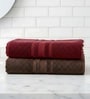 Maroon & Brown Soft Cotton 500 GSM Solid Bath Towel Pack Of 2