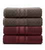Maroon & Brown Soft Cotton 500 GSM Solid Bath Towel Pack Of 4
