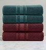 Maroon & Dark Green Soft Cotton 500 GSM Solid Bath Towel Pack Of 4