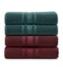 Maroon & Dark Green Soft Cotton 500 GSM Solid Bath Towel Pack Of 4