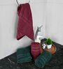 Maroon & Green Cotton Solid 550 GSM 4 Pcs Hand Towels