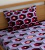 Maroon & Grey Geometric 180 TC Microfiber Single Bedsheet With 1 Pillow Cover