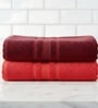 Maroon & Navy Blue Soft Cotton 500 GSM Solid Bath Towel Pack Of 2
