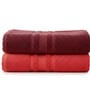Maroon & Navy Blue Soft Cotton 500 GSM Solid Bath Towel Pack Of 2