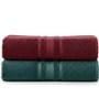 Maroon & Red Soft Cotton 500 GSM Solid Bath Towel Pack Of 2