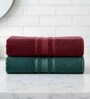 Maroon & Red Soft Cotton 500 GSM Solid Bath Towel Pack Of 2