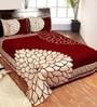 Maroon Abstract 500 TC Chenille Double Bed Cover with 2 Pillow Covers