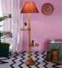 Maroon Jute Conical Wooden Floor Lamp