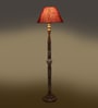 Maroon Jute Conical Wooden Floor Lamp