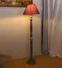 Maroon Jute Conical Wooden Floor Lamp