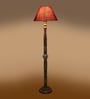 Maroon Jute Conical Wooden Floor Lamp