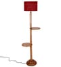 Maroon Jute Drum Wooden Floor Lamp